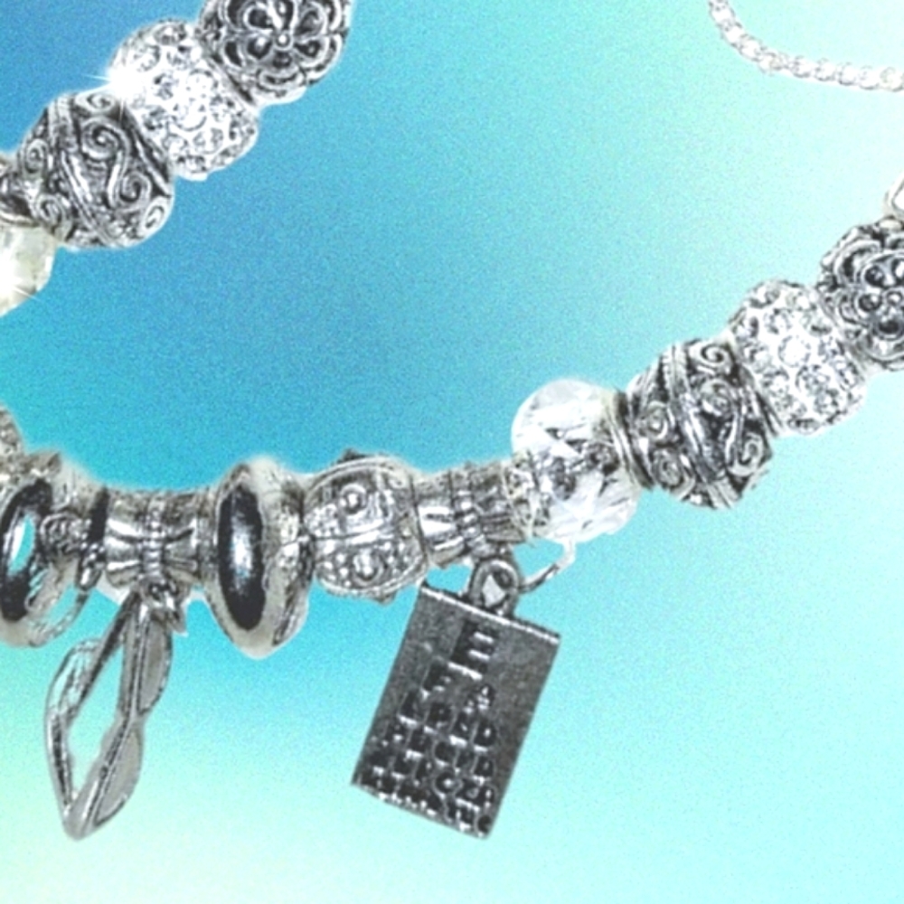 Optical Theme European Big Hole Beaded Charm Bracelet